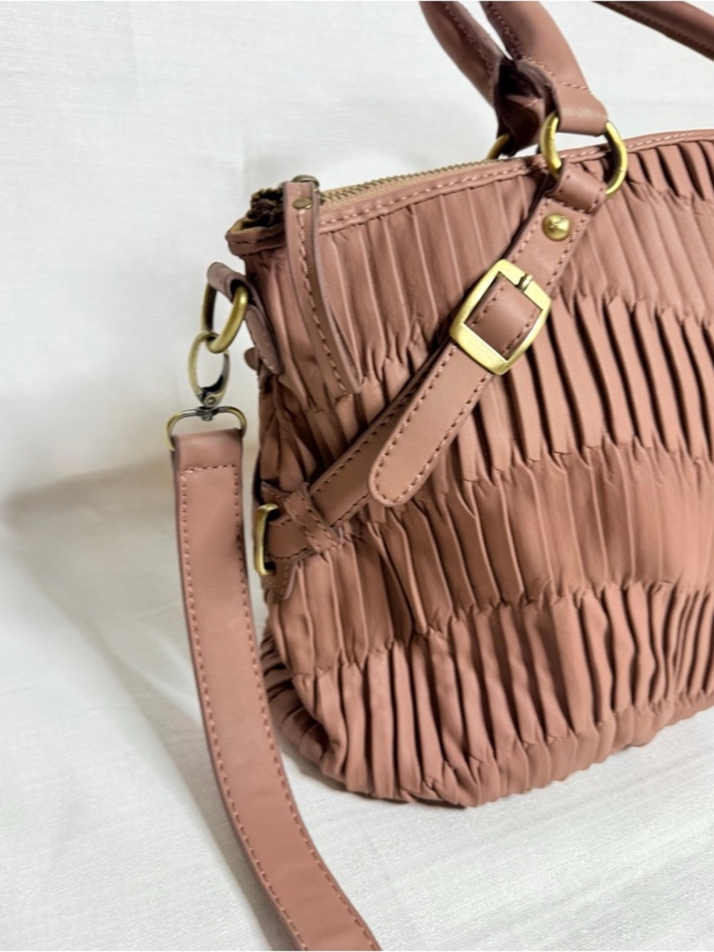 COACH 2WAY Madison Gathered 2-Way Tote Leather Handbag Blush Pink Crossbody - Picture 9 of 12